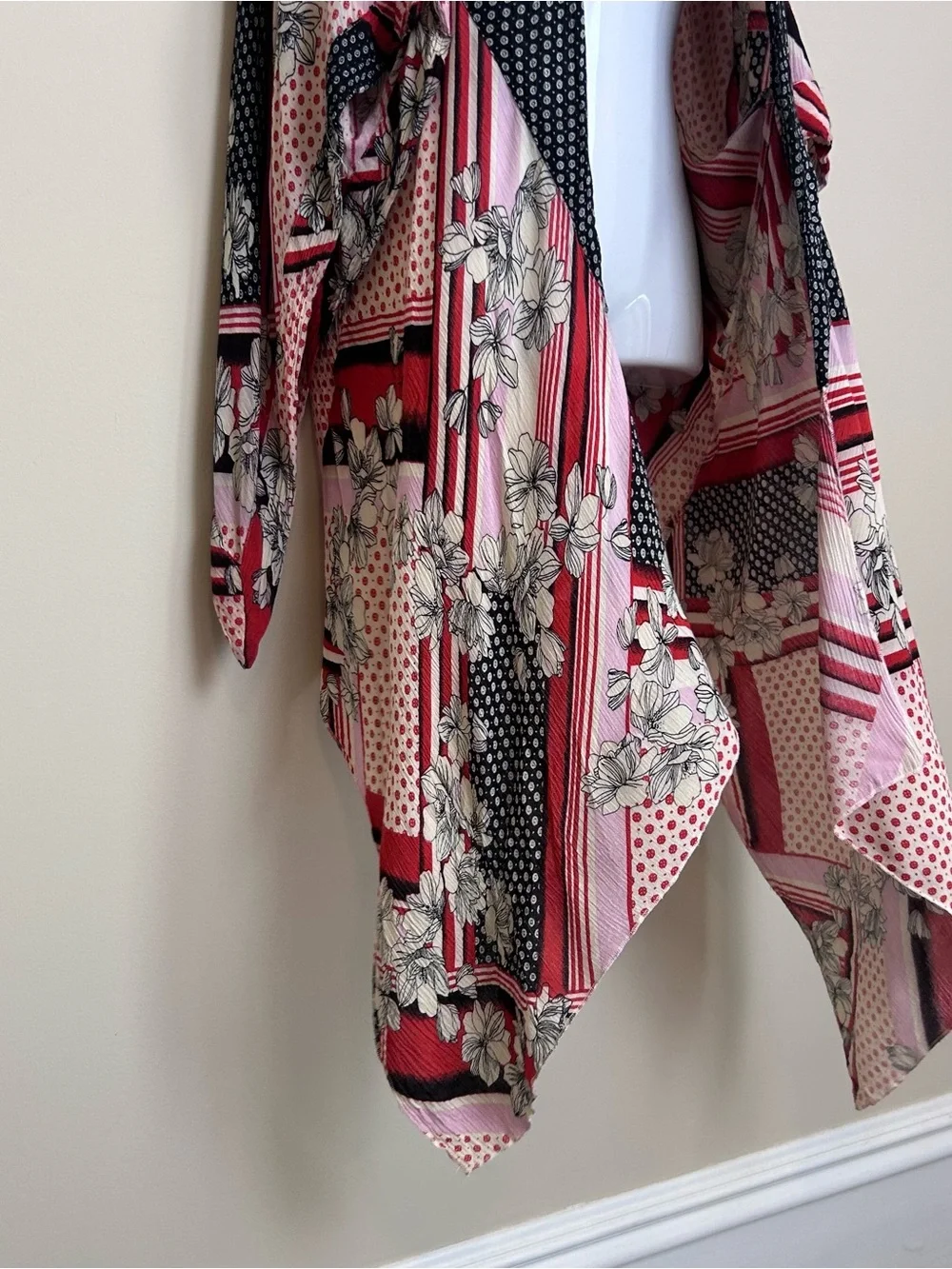 Free People Morning Glory Kimono Womens OS Multi Color Boho Cutout Back Whimsy